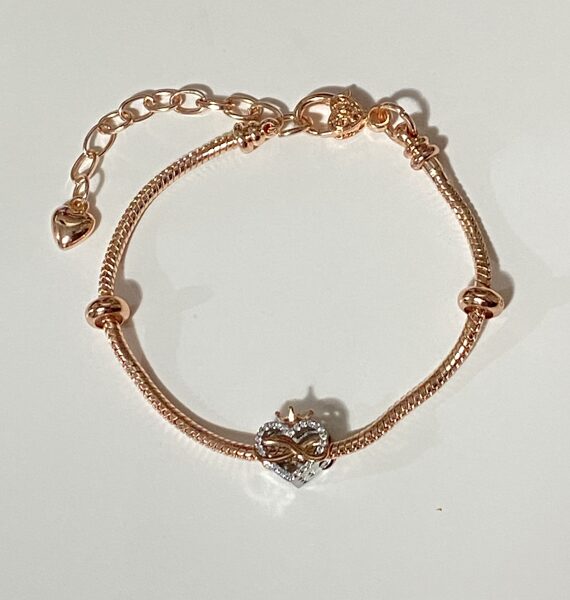 Rose Gold Heart Charm Bracelet 