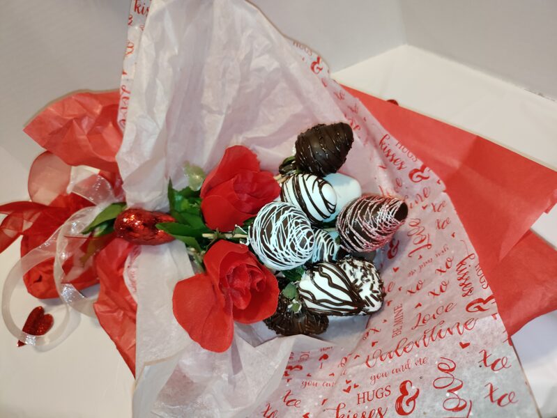 Chocolate Drizzle Covered Strawberry Bouquet 12ct