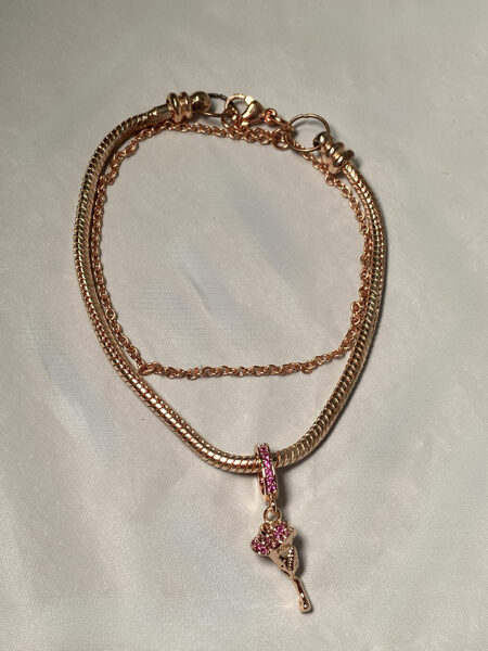 Rose Gold Rose Charm Bracelet  